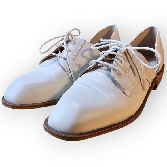 42 Gold White Bone Lace Up Loafers 9.5 - Picture 3 of 13